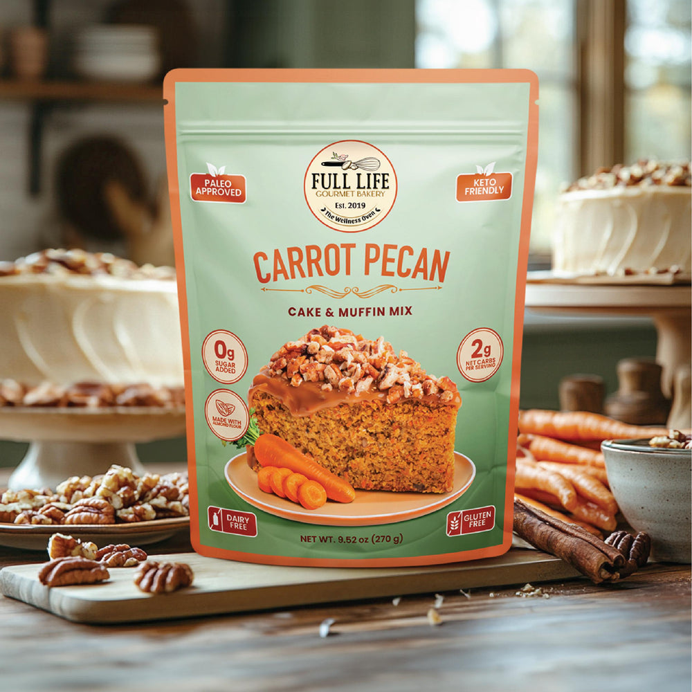 Carrot Pecan Cake & Muffin Mix – Cake - Gluten-Free, Dairy-Free, Sugar-Free – Full Life Gourmet Bakery
