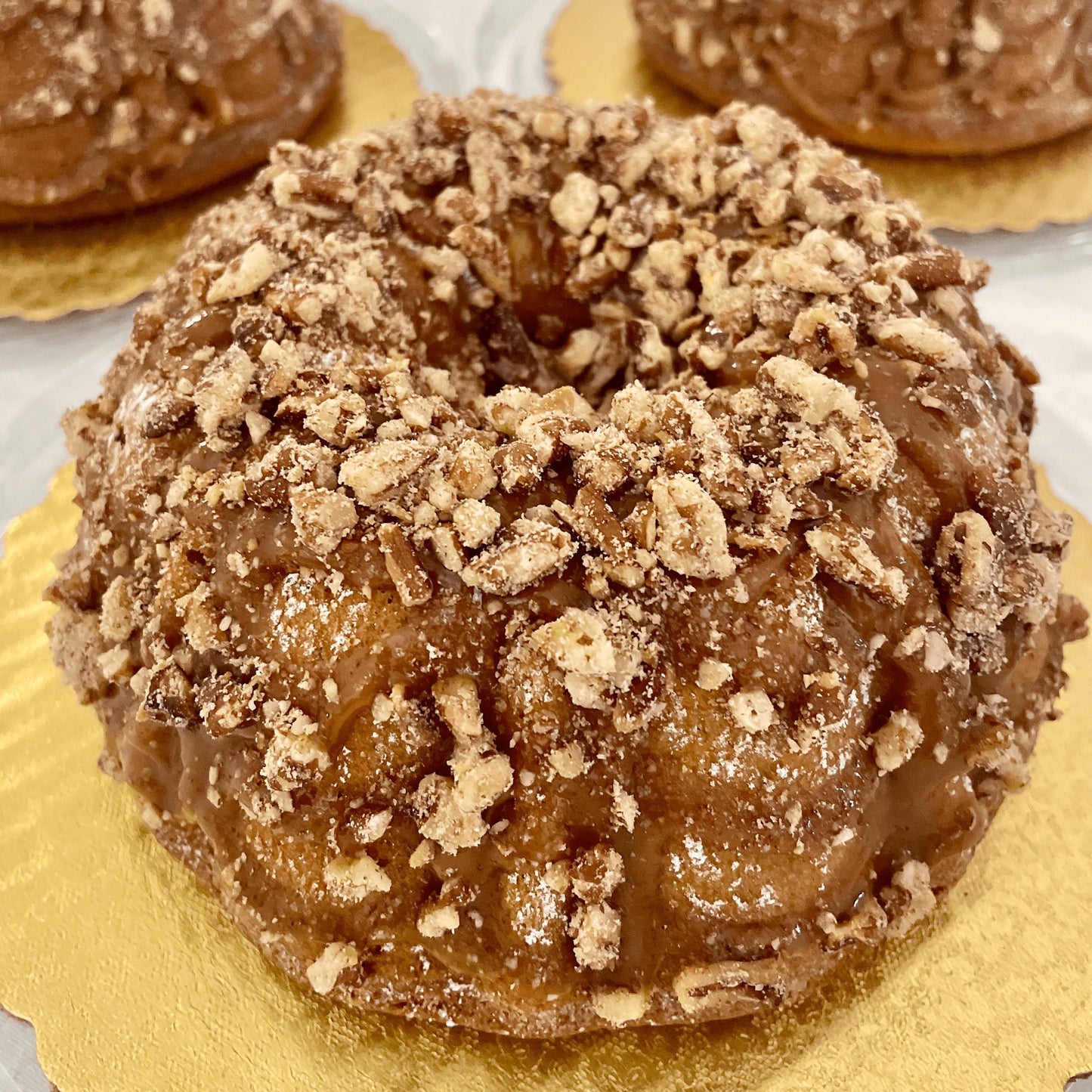 
                  
                    Healthy Carrot Pecan cake, dairy, gluten and sugar-free, topped with caramel and toasted pecans, a guilt-free indulgence. Full Life Gourmet Bakery
                  
                
