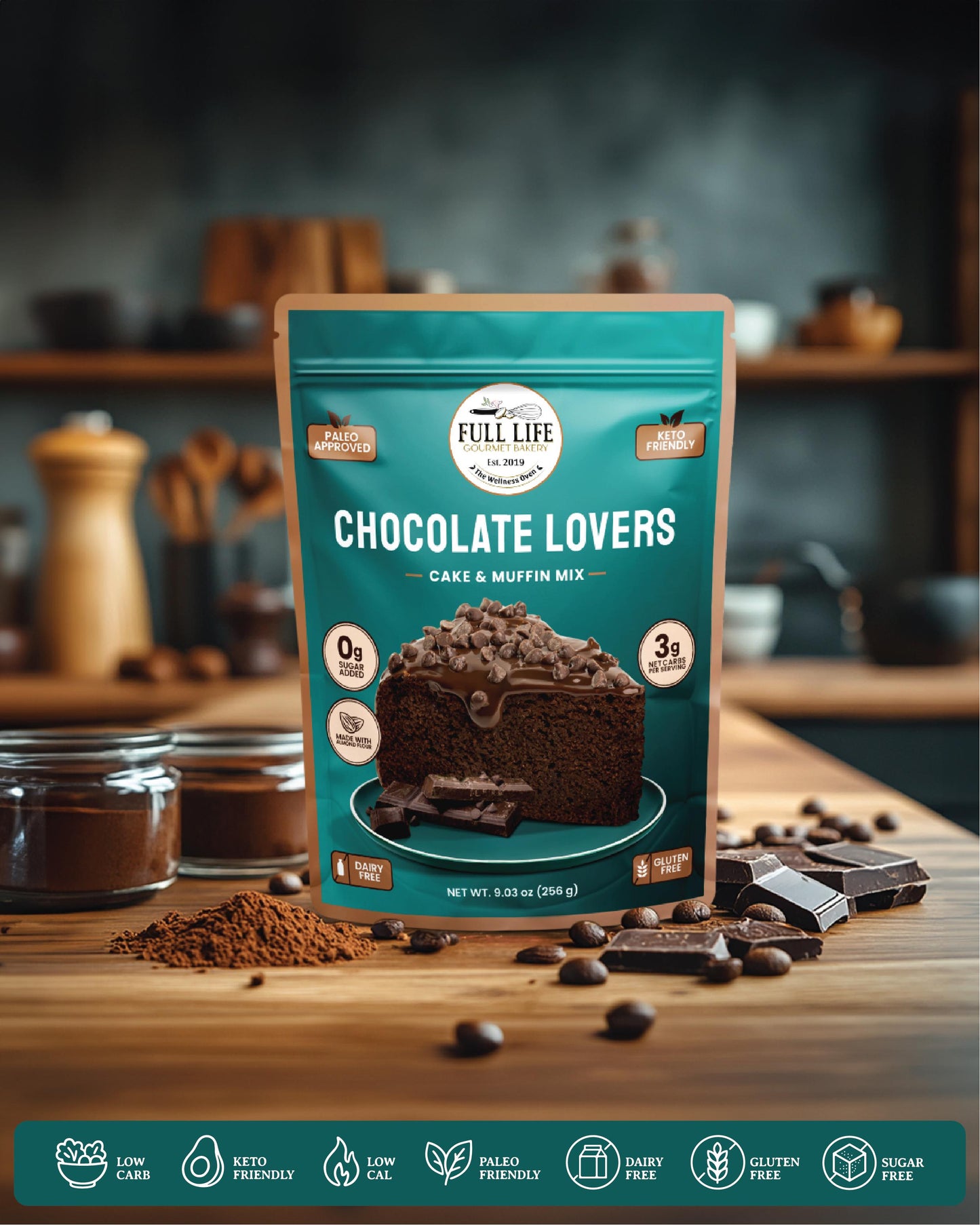 
                  
                    Chocolate Lovers Cake & Muffin Mix – Cake - Gluten-Free, Dairy-Free, Sugar-Free – Full Life Gourmet Bakery
                  
                