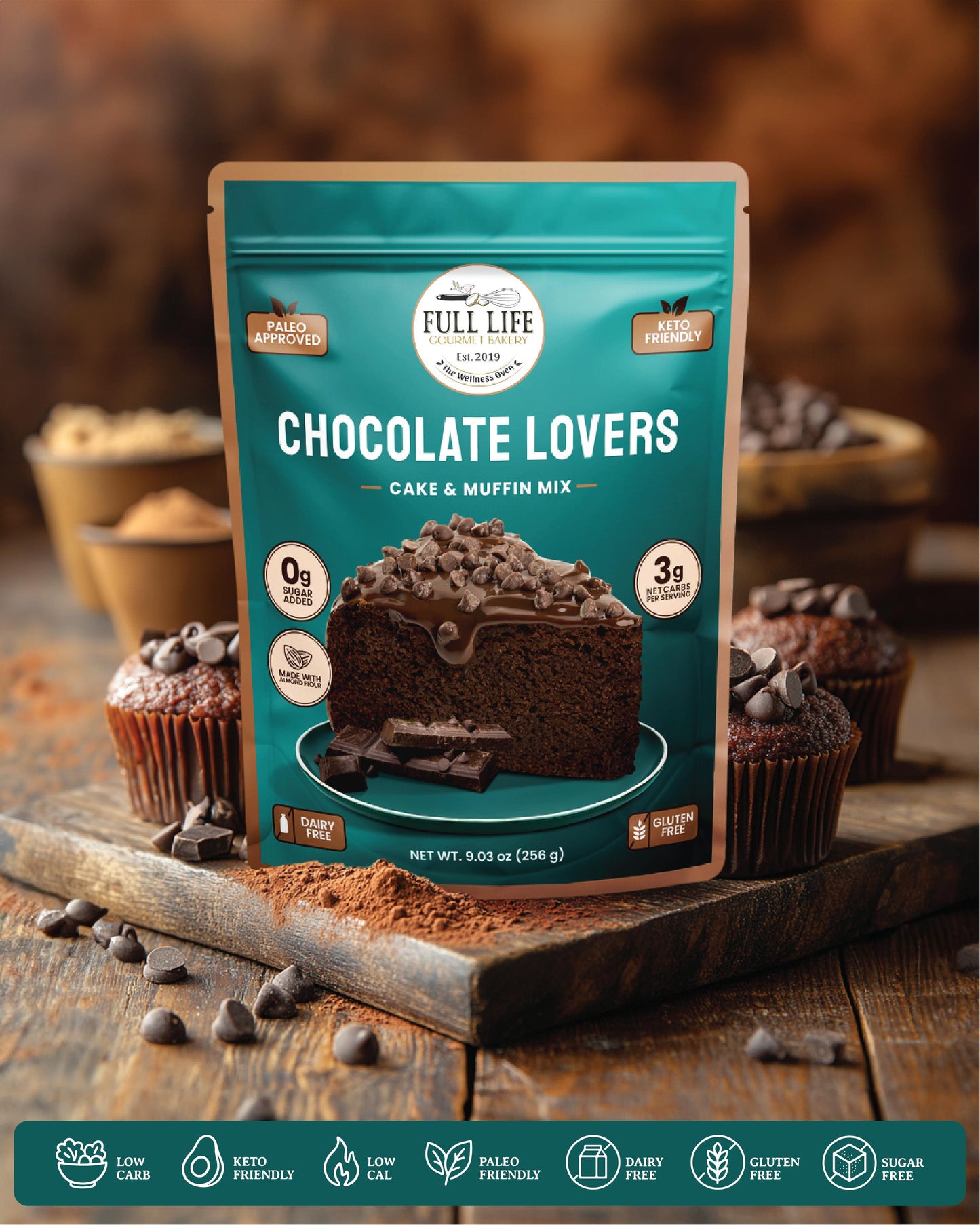 
                  
                    Chocolate Lovers Cake & Muffin Mix – Cake - Gluten-Free, Dairy-Free, Sugar-Free – Full Life Gourmet Bakery
                  
                