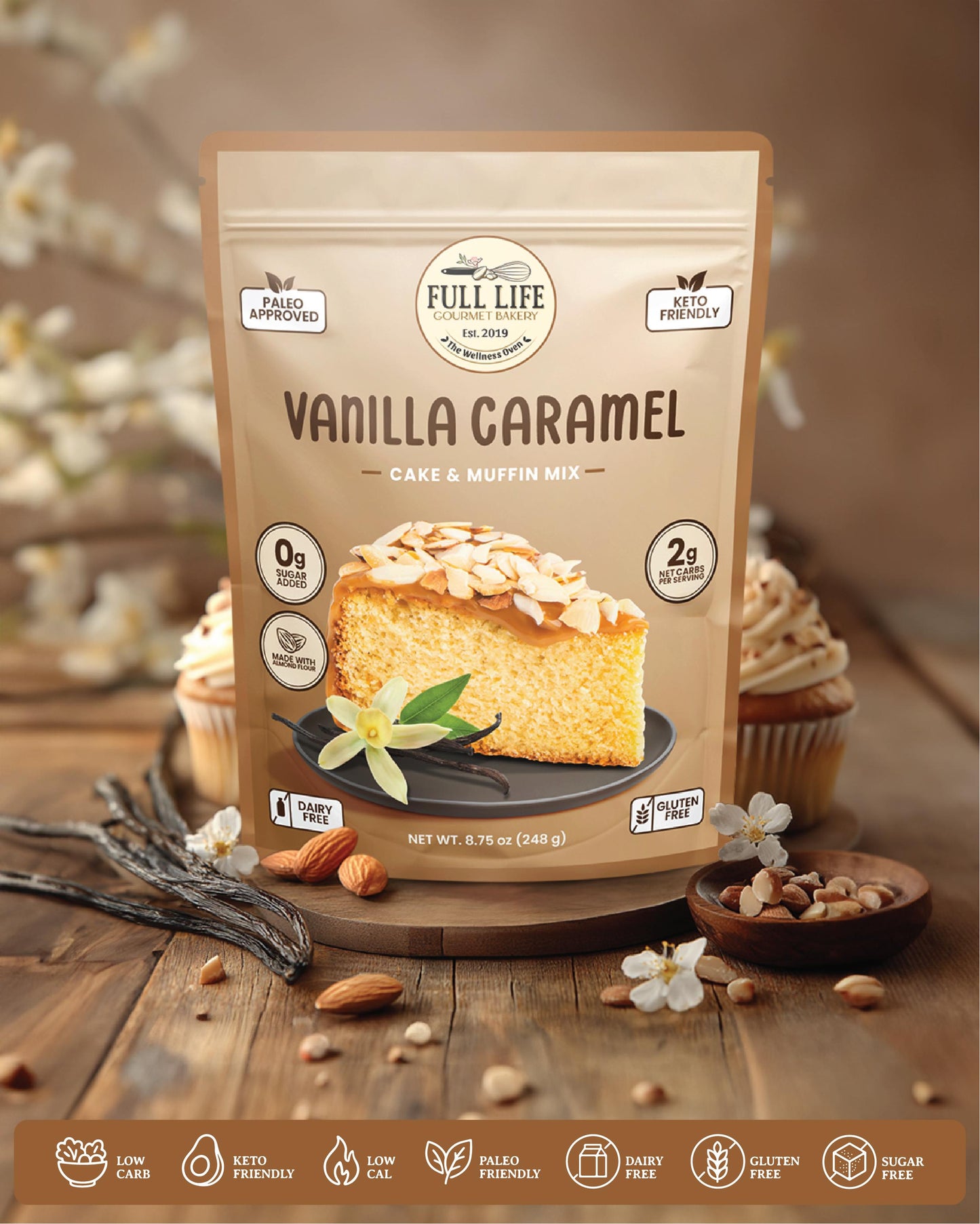 
                  
                    Vanilla Caramel Cake & Muffin Mix – Cake - Gluten-Free, Dairy-Free, Sugar-Free – Full Life Gourmet Bakery
                  
                